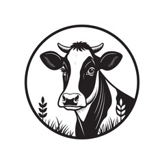 Black and white cow illustration. Set cow silhouette. Minimalist and Flat Logo (4).eps