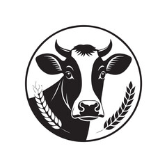 Black and white cow illustration. Set cow silhouette. Minimalist and Flat Logo (8).eps