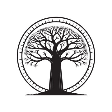 Baobab Tree Silhouette Without Leaves African Nature Icon black colour vector design and white background (1).eps