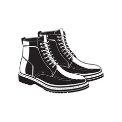 Black Colour boots Vector Illustration, Solid White Background (1).eps