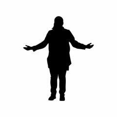 Counselor offering empathy and support with open arms silhouette