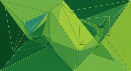 Abstract geometric green shapes and lines, modern digital art design.