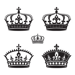 Set of Royal Crowns Silhouettes and Outlines King Queen Royalty Icons (2).eps