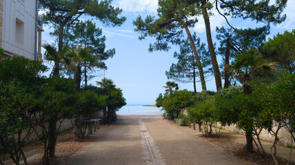 access beach street in city saint palais atlantic ocean in saint-palais sur mer french coast in charente maritime