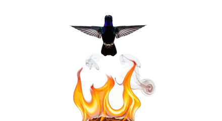 Hummingbird's fiery ascent a visual metaphor for overcoming challenges and transformation