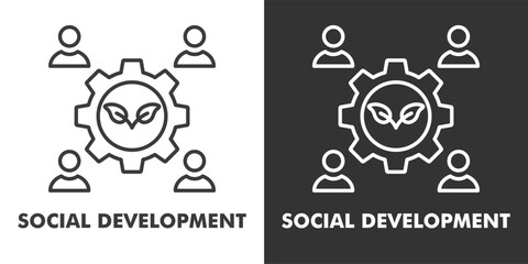 Social Development Icon Filled Outline Vector Illustration in Black and White