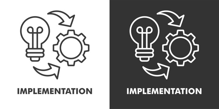 Implementation Icon Filled Outline Vector Illustration in Black and White