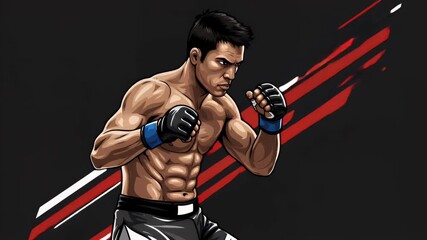 MMA Fighter: A Powerful and Intense Digital Artwork - Powered by Adobe