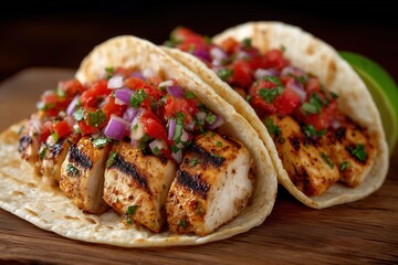 Grilled Chicken Tacos with Fresh Salsa and Onions
