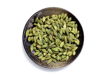Green cardamom pods with aromatic and medicinal benefits.