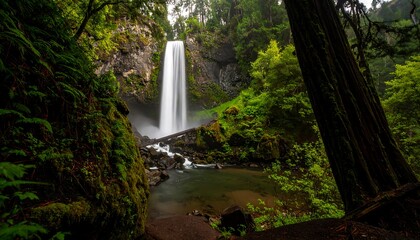 Beautiful Waterfall in Lush Forest.
