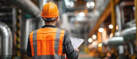The safety engineer inspecting operational systems in a modern industrial facility
