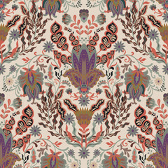Vintage Damask Floral Beige Design