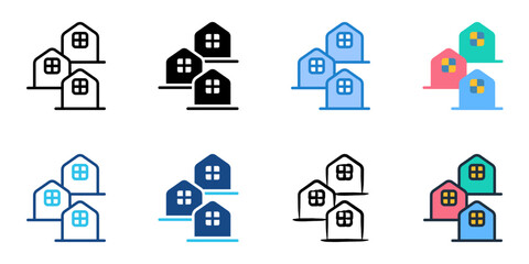 Neighborhood icon set multiple style collection 
