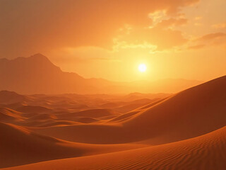 Obraz premium Golden Desert Dunes at Sunset