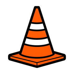 Orange Traffic Cone Illustration on White Background for Road Safety