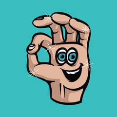 Happy Clean hand Character Cartoon Vector Illustration