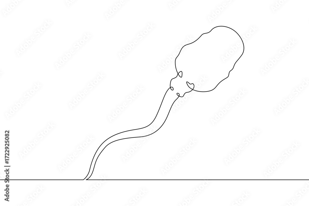 Poster continuous one line drawing spermatozoon .line art.one continuous line isolated illustration.not ai.