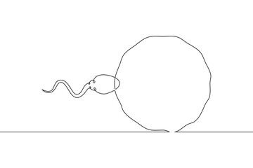 Fototapeta premium Continuous one line drawing Sperm and female egg. Conception. .Line art.One continuous line isolated illustration.Not AI.