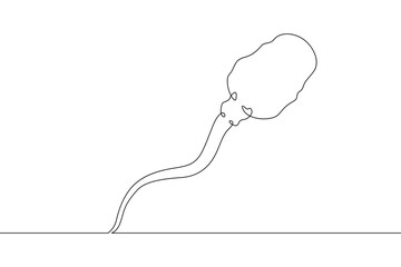 Continuous one line drawing spermatozoon .Line art.One continuous line isolated illustration.Not AI.