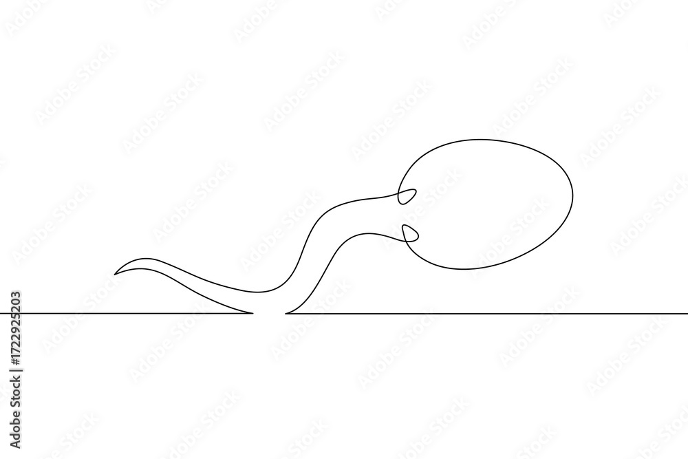 Poster continuous one line drawing spermatozoon .line art.one continuous line isolated illustration.not ai.