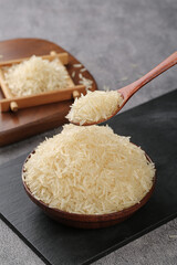 Long Grain White Rice in Wooden Bowl - Premium Milled Agricultural Rice Products