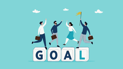 achieve common goals, celebrate team effort collaboration, hard work or efforts to achieve team success, business people colleagues celebrate business goals achieved by the team