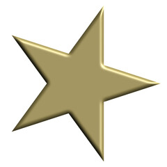  5-point gold 3d star - sharp points