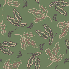 Green Decorative Leaf Seamless Pattern