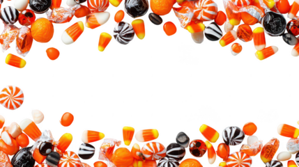 Halloween Candy Sweets Chocolate Border Frame on Transparent Background