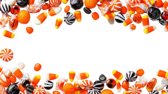 Halloween Candy Sweets Chocolate Border Frame on Transparent Background
