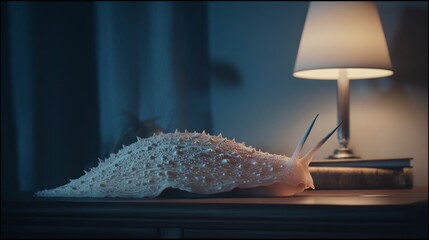 White studded snail still life