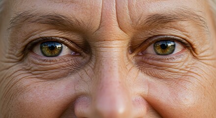 Close-up of a Woman's Eyes, Showing Wrinkles and Age