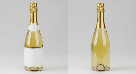 Two bottles of champagne isolated on white background