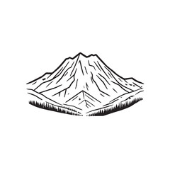Black and White Mountain Illustration Image in Minimalist Line Art Style, Clean and Elegant Design