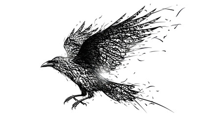 Abstract raven illustration conveying freedom mystery and dark artistic expression