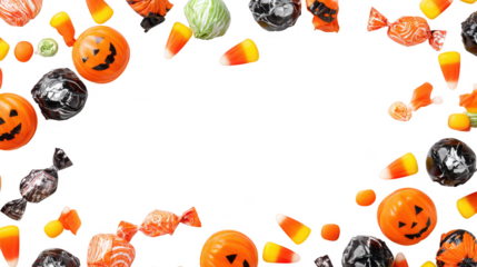 Halloween Candy Sweets Chocolate Border Frame on Transparent Background