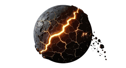 Apocalyptic planetary devastation: a world fractured by internal forces destruction and fiery