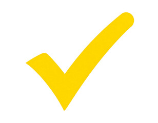 A bold, hand-drawn style, golden yellow checkmark on a black background.  The checkmark is slightly irregular, giving it a casual, friendly feel