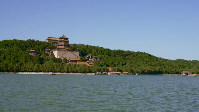 Tower of Fragrance of Buddha, Summer Palace, Beijing, China. Chinese characters say 'Buddha Fragrance Tower'