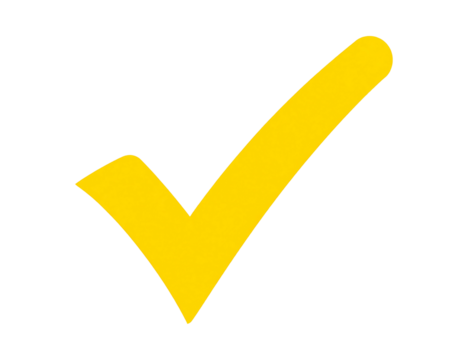 A bold, hand-drawn style, golden yellow checkmark on a black background.  The checkmark is slightly irregular, giving it a casual, friendly feel