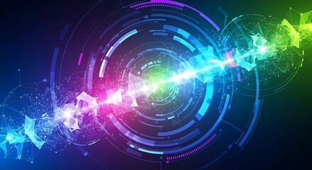Obraz premium Abstract digital art of colorful energy and light beams.