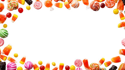 Halloween Candy Sweets Chocolate Border Frame on Transparent Background