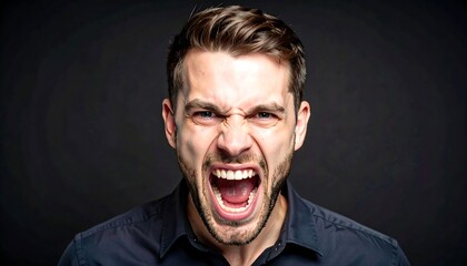 Man screaming, intense expression