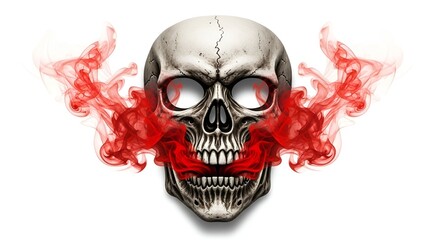Sinister Skull with Crimson Smoke A macabre and evocative illustration, capturing a blend of danger and artistry