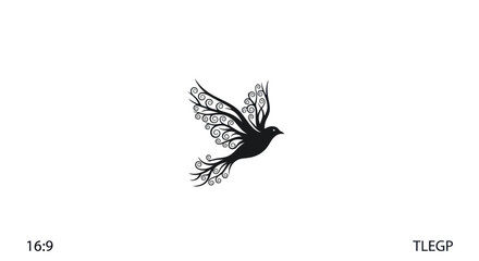 Elegant abstract bird illustration with ornate wing and tail details for creative design projects