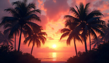 Tropical Palm Tree Sunset