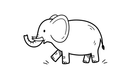 Obraz premium Hand-drawn doodle style elephant clipart, sketchy notebook pen style, simple and playful, isolated on white background