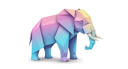 Gradient Origami Elephant Clipart Isolated