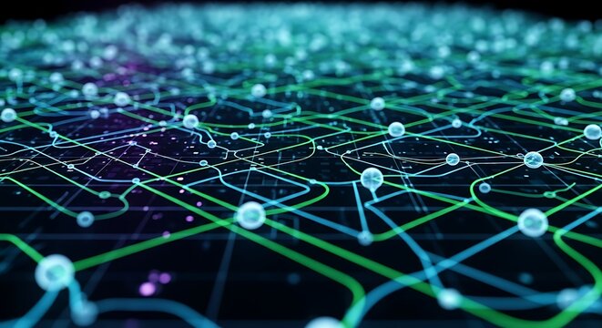 Abstract Network of Interconnected Nodes and Lines. - Powered by Adobe